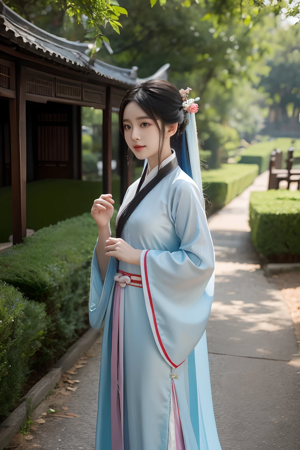 girl，Antique Hanfu，nakeness，full bodyesbian，Fairy style。horse tailed