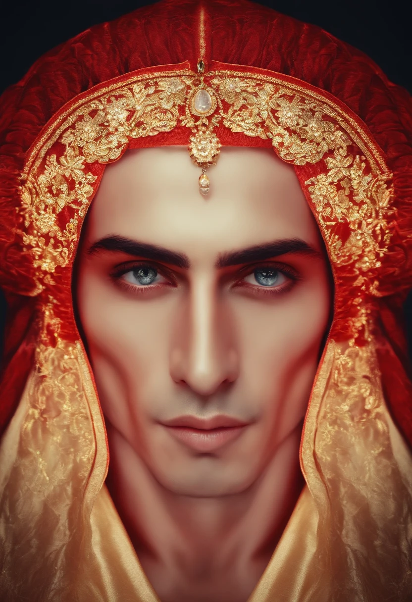 Homem cabelos vermelhos, olhos brilhantes,