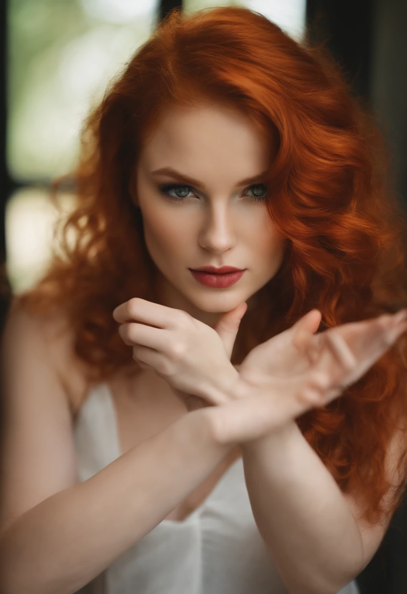 Young, red head, close up,finger in pussy
