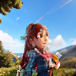 masterpiece, high quality best quality,1girl, bangs, beach, blue_sky, blush, bow, breasts, checkered, checkered_shirt, checkered_skirt, cloud, cloudy_sky, collarbone, day, envelope, giving, grass, hair_bow, heart, holding, holding_letter, horizon, incoming_gift, kazami_yuuka, leaning_forward, lens_flare, letter, light_rays, long_hair, looking_at_viewer, love_letter, mountain, mountainous_horizon, ocean, outdoors, plaid, plaid_background, plaid_bikini, plaid_bow, plaid_bowtie, plaid_bra, plaid_dress, plaid_headwear, plaid_jacket, plaid_legwear, plaid_necktie, plaid_neckwear, plaid_panties, plaid_pants, plaid_ribbon, plaid_scarf, plaid_shirt, plaid_skirt, plaid_vest, pov, shirt, skirt, sky, smile, solo, sun, sunbeam, sunlight, tree, unmoving_pattern