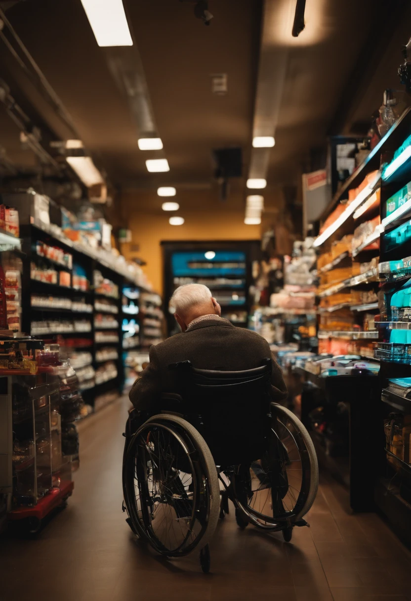 Man in a wheelchair who owns an iPhone and electronics store