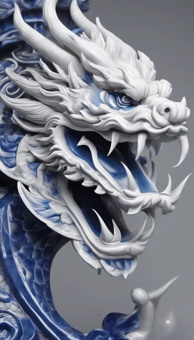 Blue and white porcelain,Ceramic Chinese dragon,Ancient style,artwork of a,jewelry,Ornaments, High detail, .3D, Chiaroscuro, Cinematic lighting, god light, Cinematic lighting, hyper HD, High details, Best quality, A high resolution, Textured skin