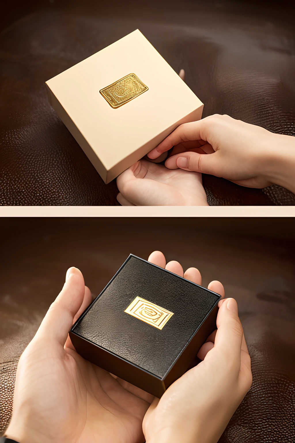 "Woman's hand holding a box、Suggest a design that looks like a coin overflowing from that box。This icon indicates the box frame of Pococha.、Include a background that stands out for people to click on。We would be grateful if you could suggest different design variations。"