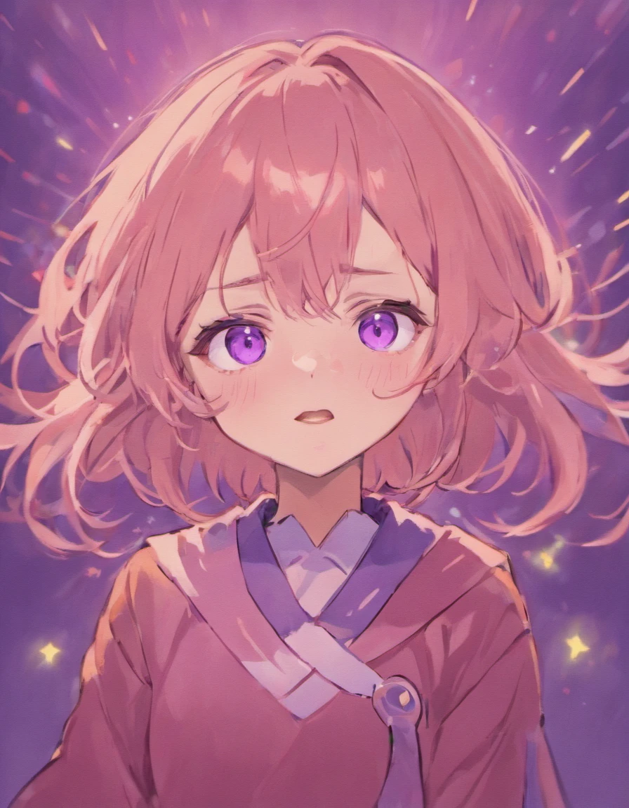 Girl in her late teens in school uniform。Hair is purple、The color of the eyes is gold。Eyes are golden。The eyes are golden。Hair is medium hair、Breasts are big。Mole under the left eye。Well-formed face。deadpan。cool expression。a cold expression。Her eyes are golden。The presence of a mole under the left eye。tall。