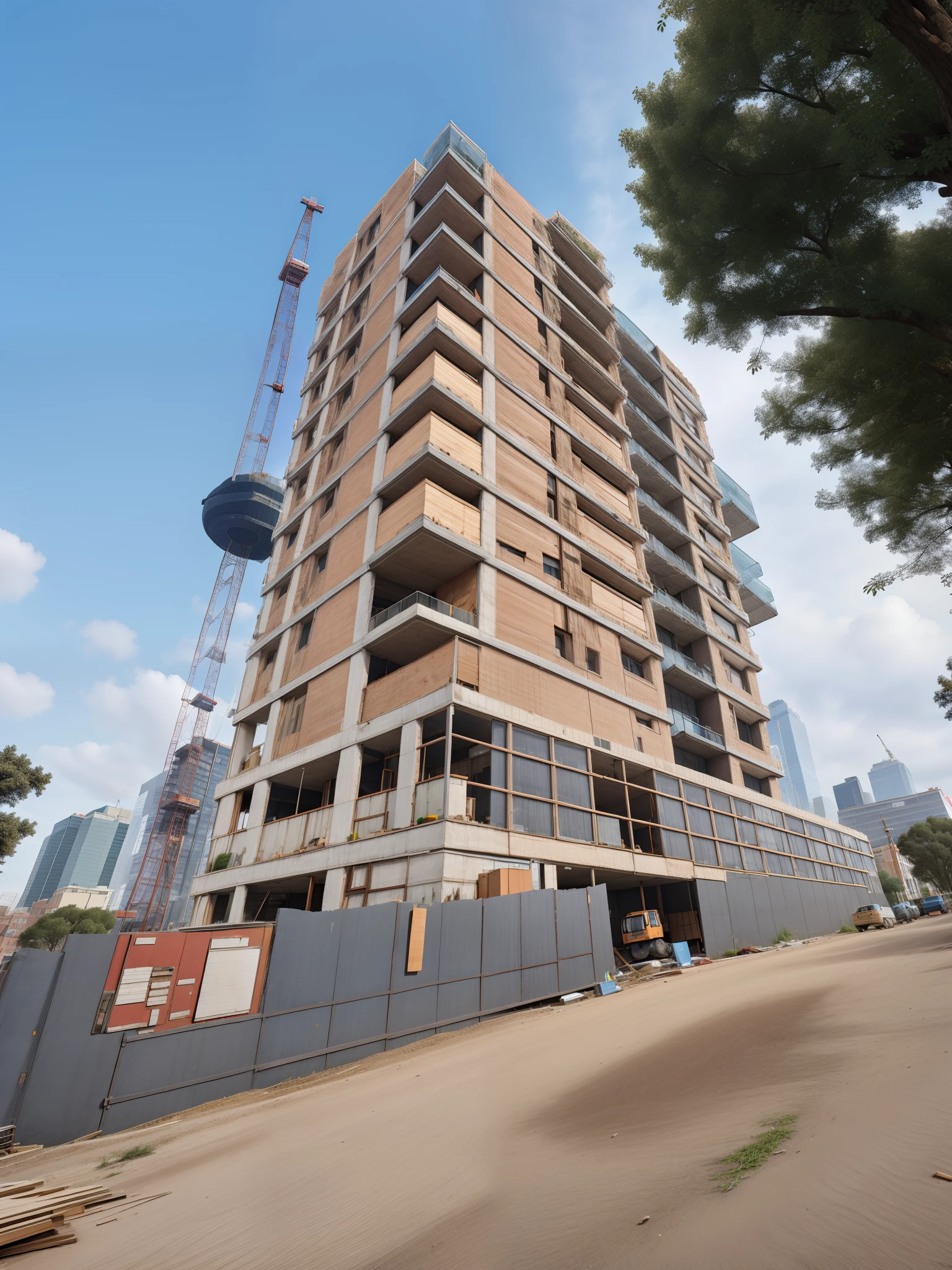 Tall and modern building under construction