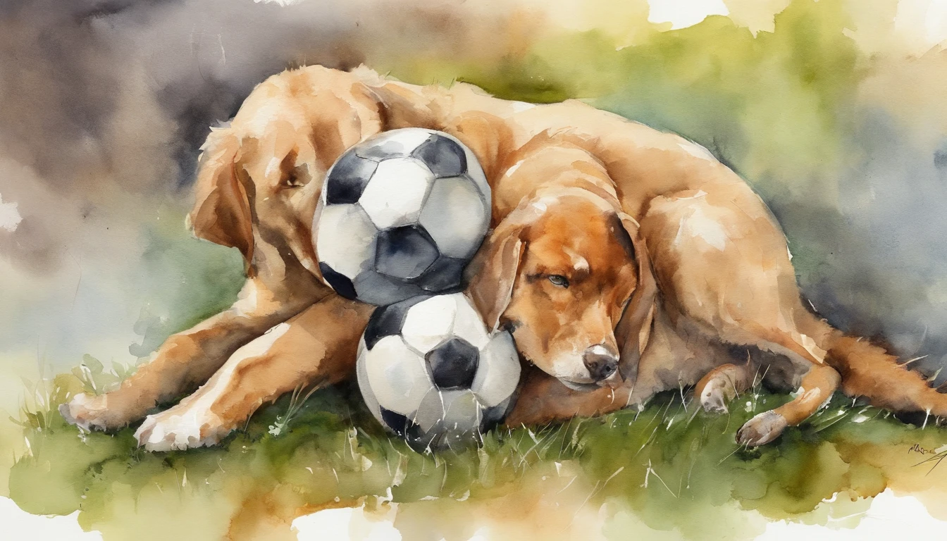 UM HOMEM JOGANDO UMA BOLA GRANDE DE FUTEBOL PARA UM CACHORRO MAGRO