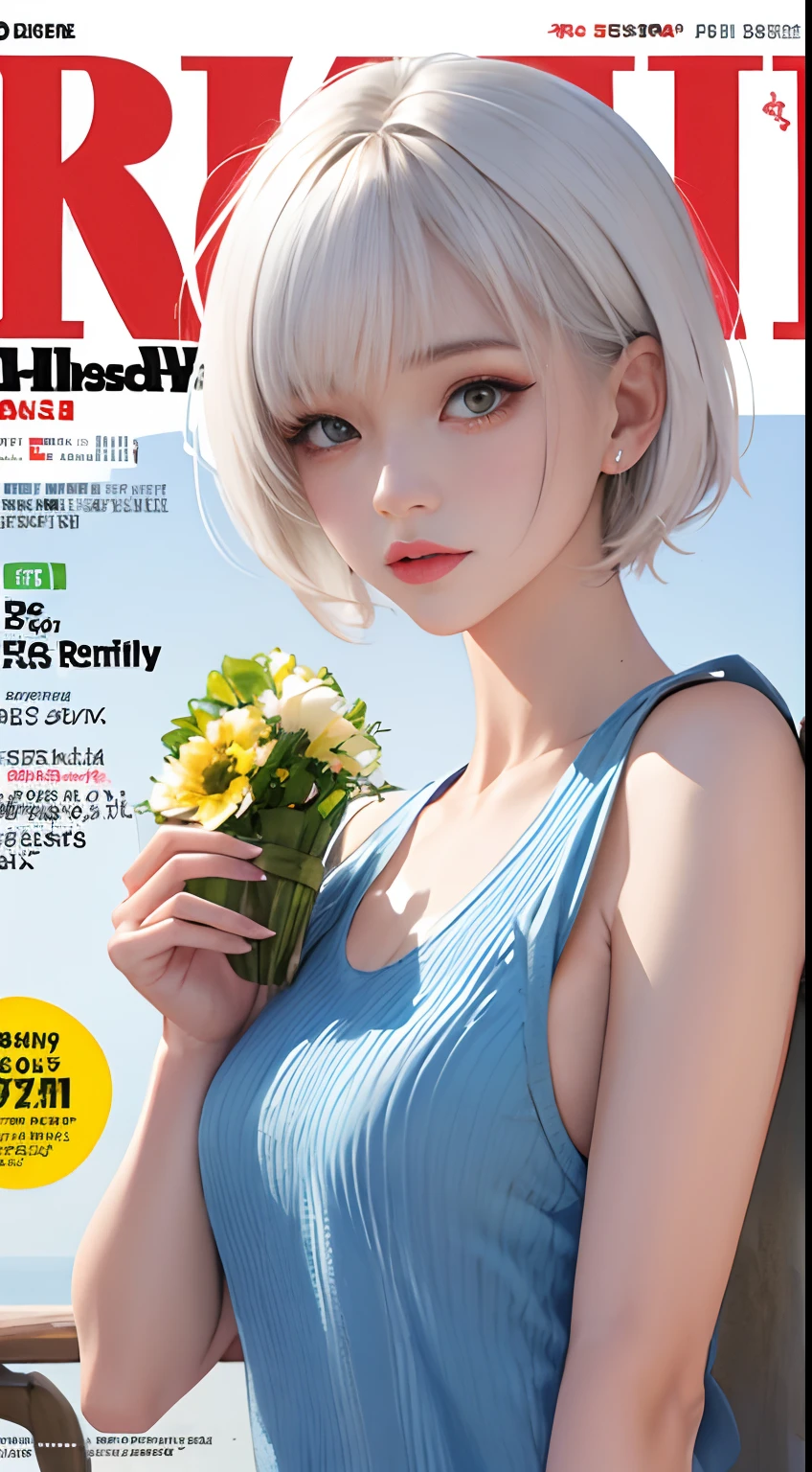 NSFW, 8K,ultra high definition,(masterpiece:1.2, best quality), (magazine cover), (많은 텍스트가 포함된 다채로운 magazine cover),fascinating, elegant, Trend, trend, radiant, head turner, dazzling, elaborate, very cool, dramatic, brave, ((swedish model)), ((((white hair)))), It shows off her enhanced look perfectly... She has perfect makeup, (((((saggy big breasts,hbig breasts,Sexy))))), 그리고 is striking a sexy, erotic pose), Her body is perfectly toned, sunny beach background, (very detailed:1.2)((((100%all nude,Lots of pubic hair)))),((red lipstick)),Blue Eyes,(Very long ponytail),((((bust,bust)))),