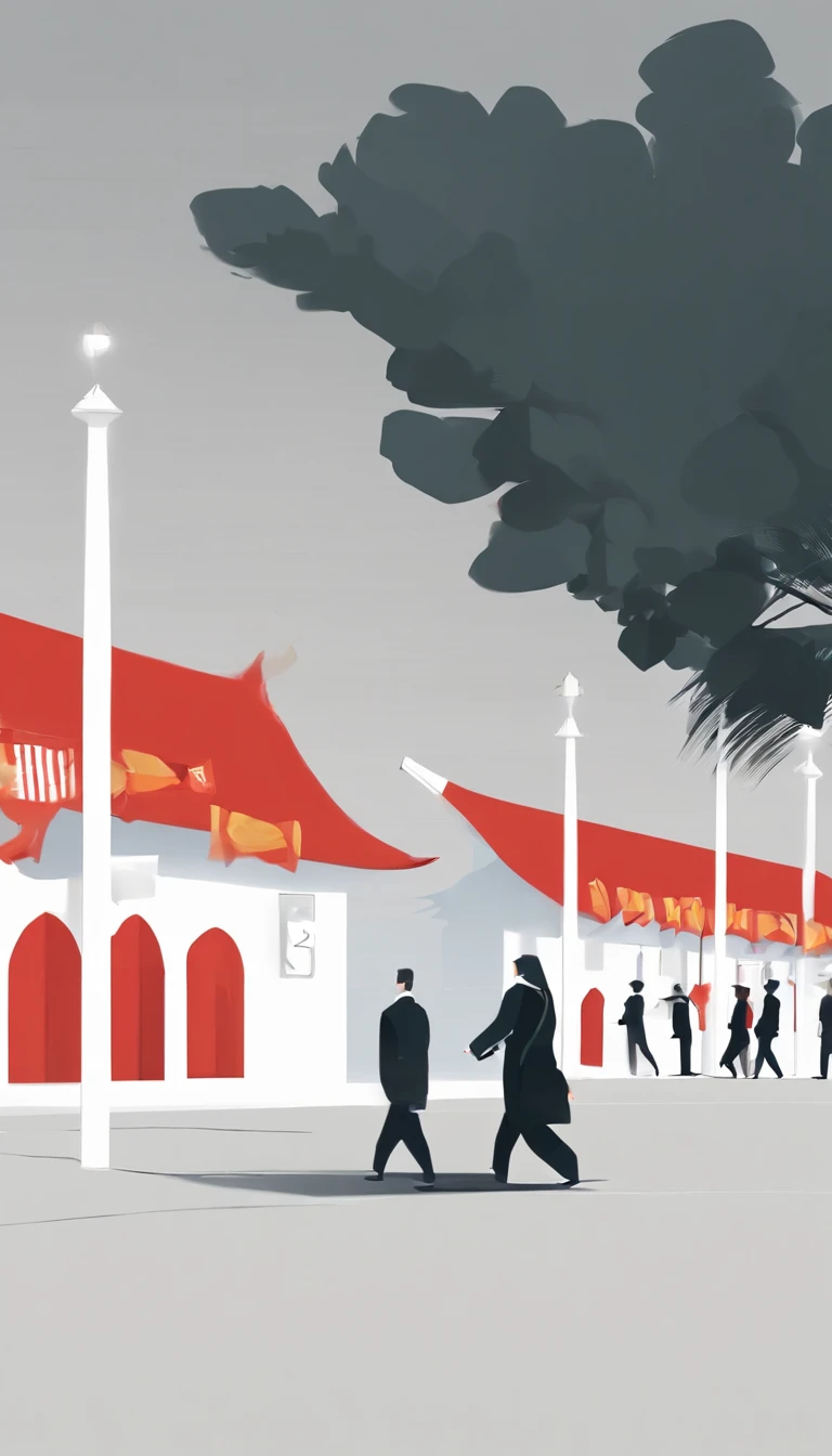 illustration,Simple,There was a social incident in a certain city,Many citizens marched in the procession,Assembly,social media,Express your opinion,Carry out protests。