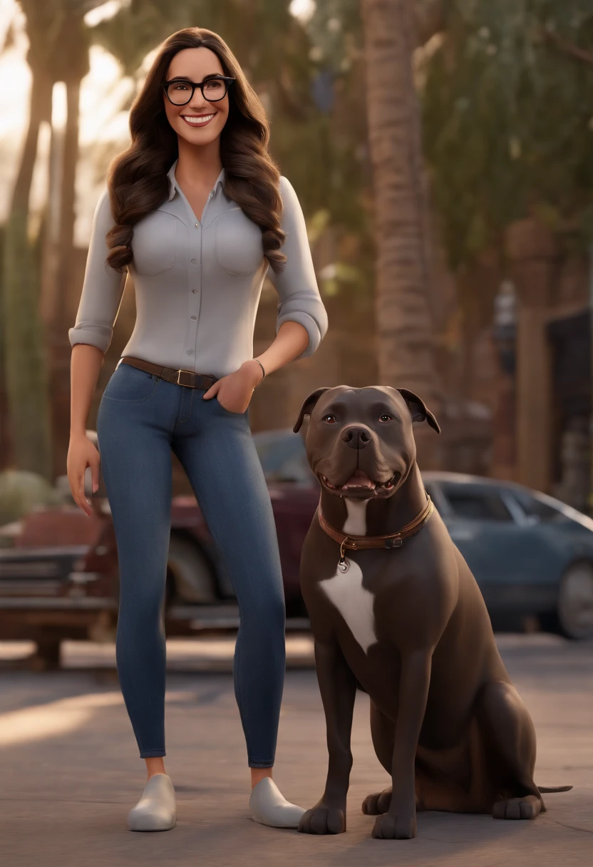 A woman straddling a rottweiler
