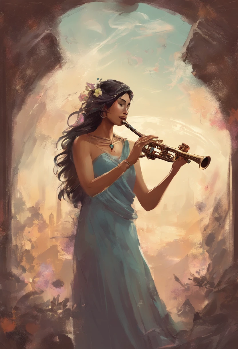 A single female flutist playing the most amazing music known to mankind. O amor e a paz fluem da sua flauta, Causing the Beginning of World Peace