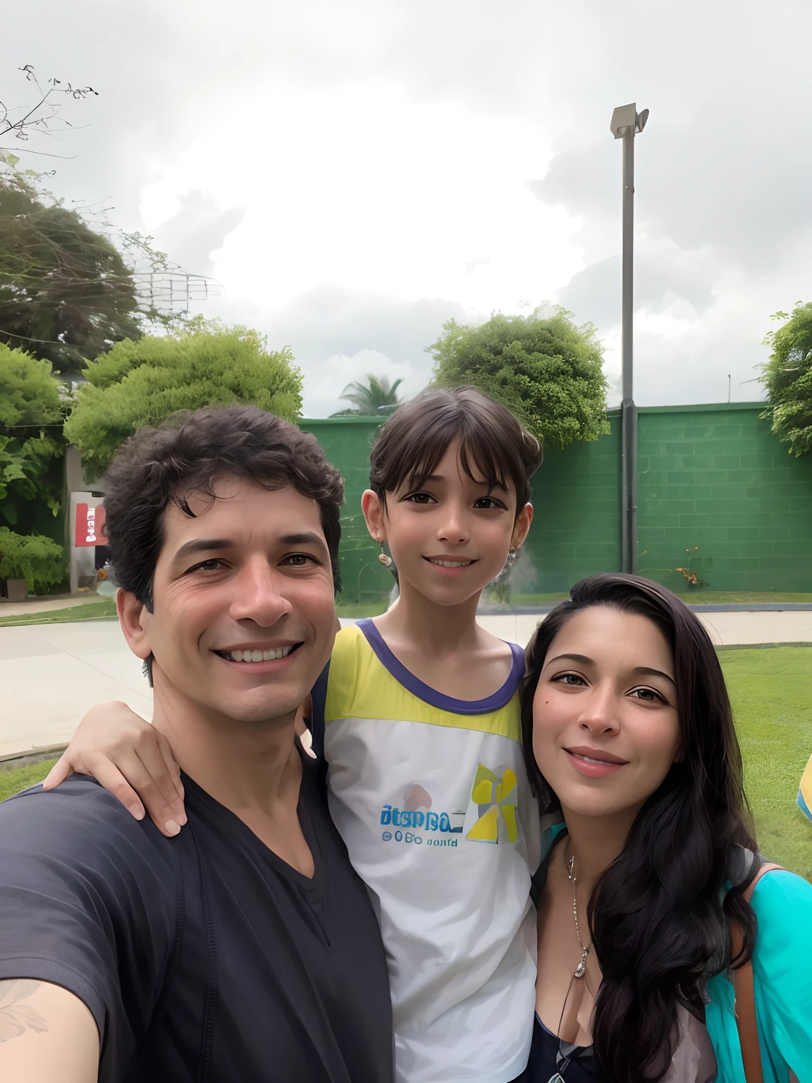 Smiling family taking selfie in front of a green fence, Directed by: Nandor Soldier, mateus 9 5, Directed by: David Ruby, Directed by: Fernando Gerassi, imagem de perfil, Malika Favre, Directed by: Luis Miranda, 3 5 year brazilian mother, In Sao Paulo, divertindo-se, of a family standing in a park, marido esposa e filho