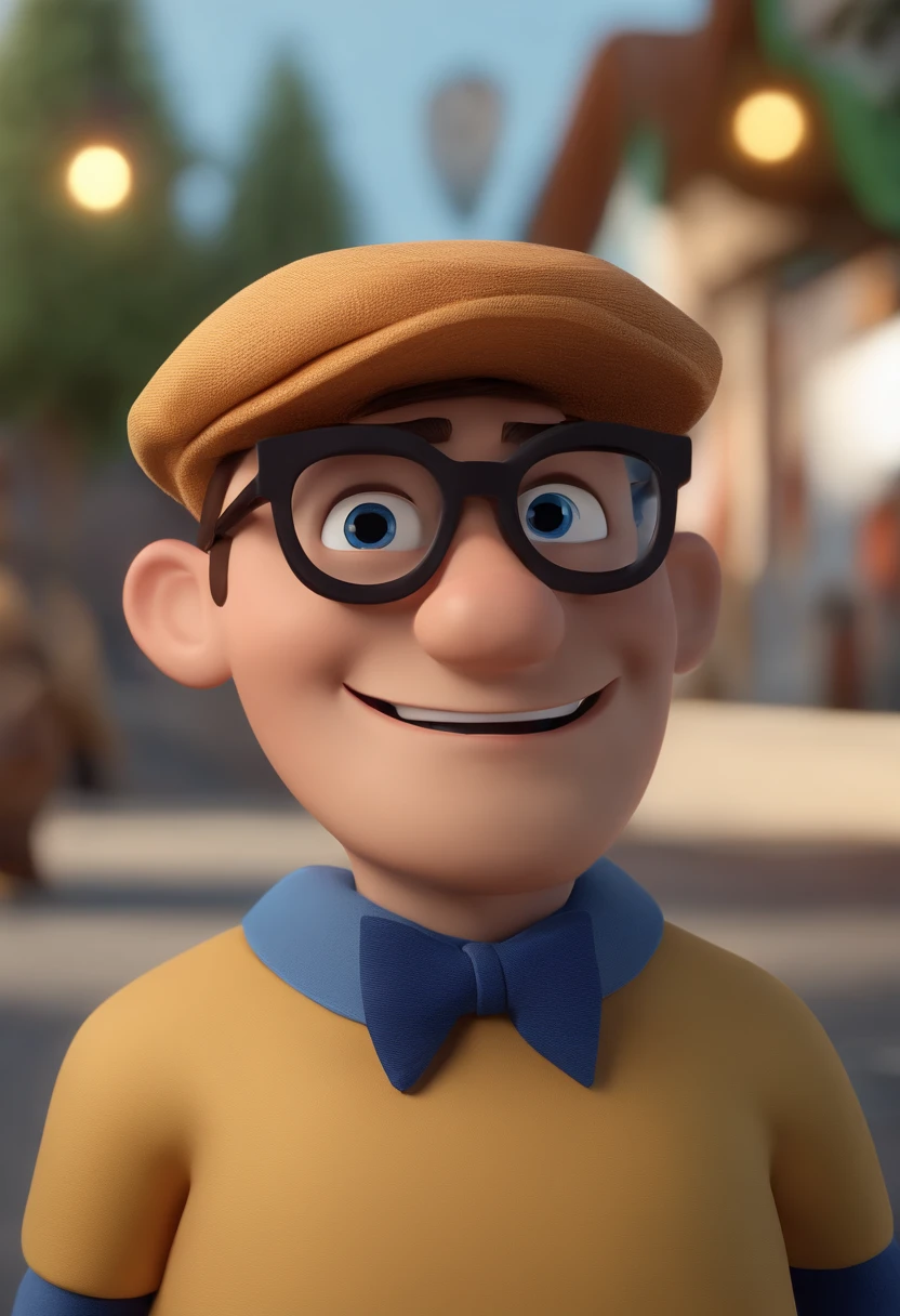 Cartoon character of a man with black glasses and a blue shirt, animation character, Caractere estilizado, animation style rendering, 3D estilizado, Arnold Maya render, 3 d render stylized, toon render keyshot, Personagem 3D, Personagem 3D, 3d rendering stylized, 3 d character render, personagem de desenho animado, Personagem de close up, Pose de personagem,  (Estilo Pixar) (master part:1.2) (Bokeh) (best quality) (pele detalhada) (textura detalhada) (8k) (argila) (Cinematic lighting) (foco nítido