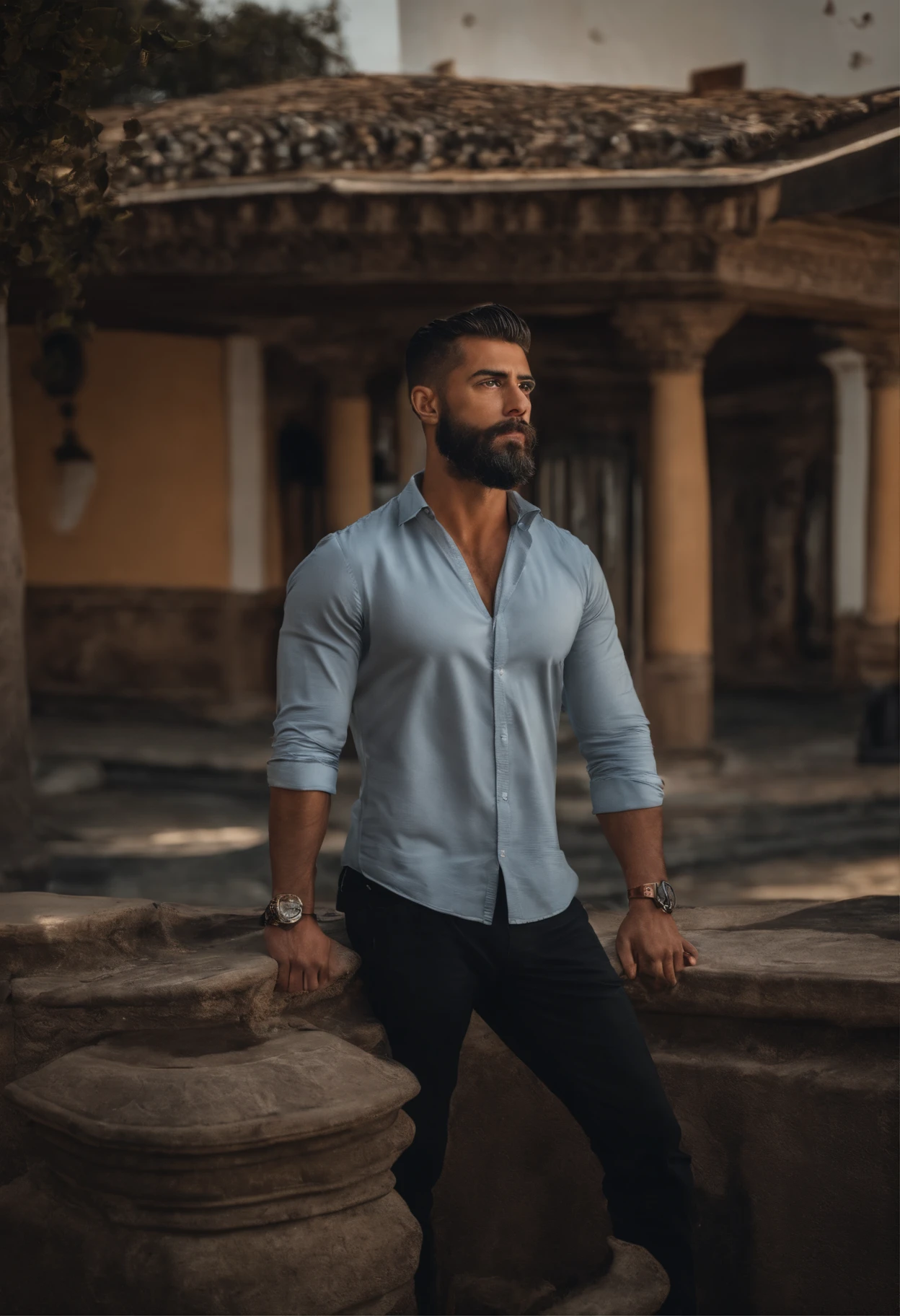There is a man who is standing still , foto de perfil profissional, with a medium beard George Doutsiopoulos, Fotografia selfie 8k, retrato de alta qualidade, foto de perfil profissional, david rios ferreira, Retrato tirado 8 K, imagem frontal, Postagem no Reddit, staring directly at camera, imagem de qualidade muito baixa, Cristiano Orrillo, Alejandro cabelos pretos