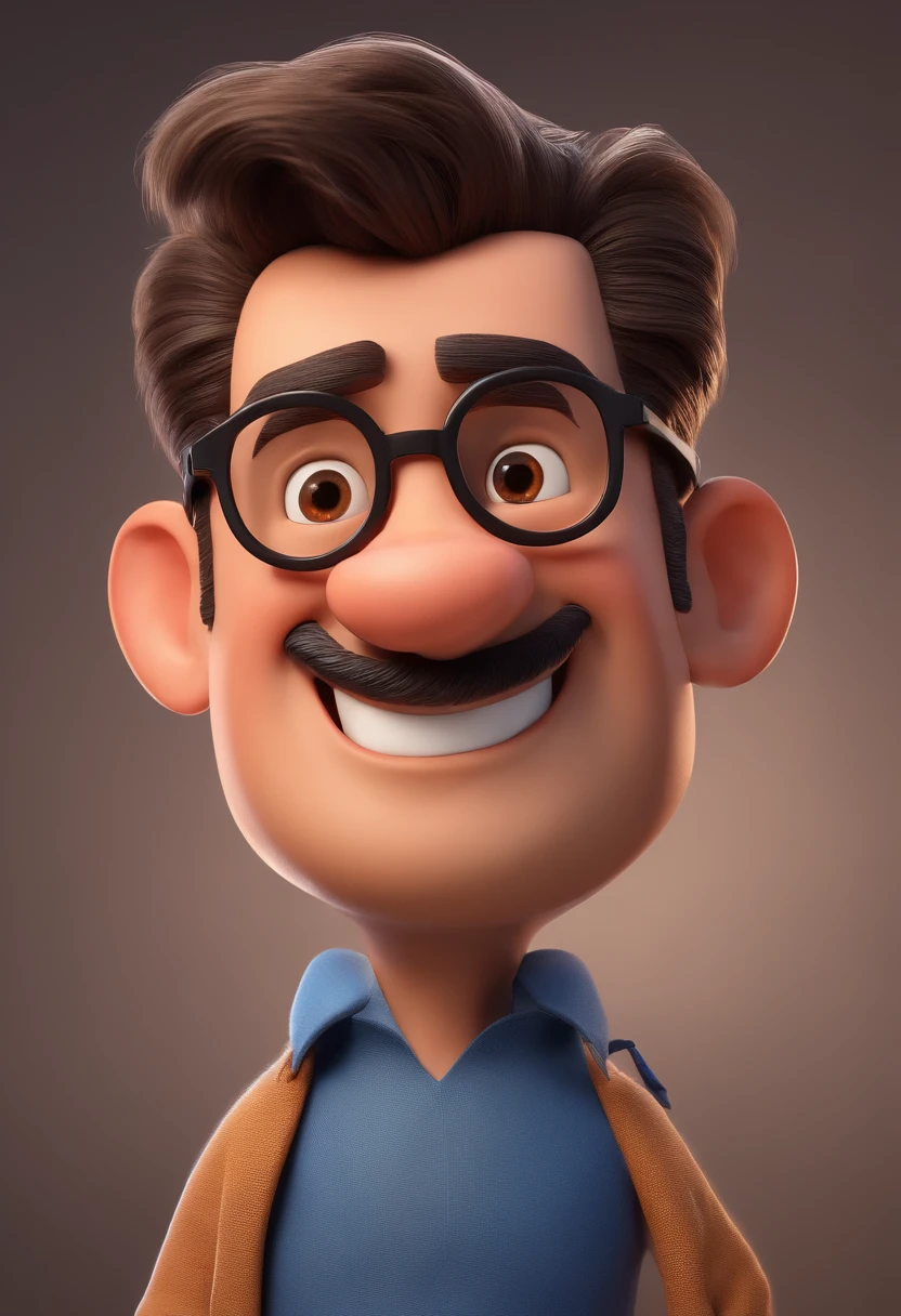 Cartoon character of a man with black glasses and a blue shirt, animation character, Caractere estilizado, animation style rendering, 3D estilizado, Arnold Maya render, 3 d render stylized, toon render keyshot, Personagem 3D, Personagem 3D, 3d rendering stylized, 3 d character render, personagem de desenho animado, Personagem de close up, Pose de personagem, (Estilo Pixar) (master part:1.2) (Bokeh) (best quality) (pele detalhada) (textura detalhada) (8k) (argila) (Cinematic lighting) (foco nítido