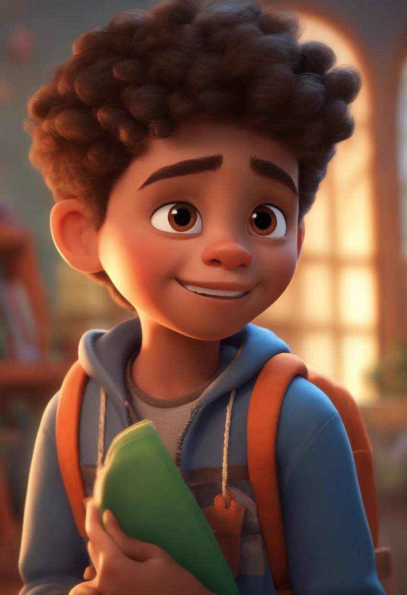 Image of a boy for a story in a YouTube video in Pixar format, He's the little allabester, He's the class leader, He's outgoing, Playful and gets up for a lot of things