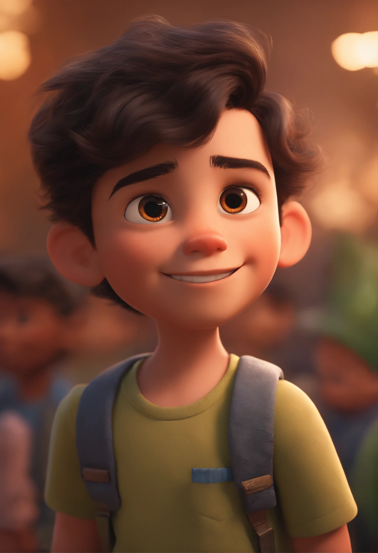 Image of a boy for a story in a YouTube video in Pixar format, He's the little allabester, He's the class leader, He's outgoing, Playful and gets up for a lot of things