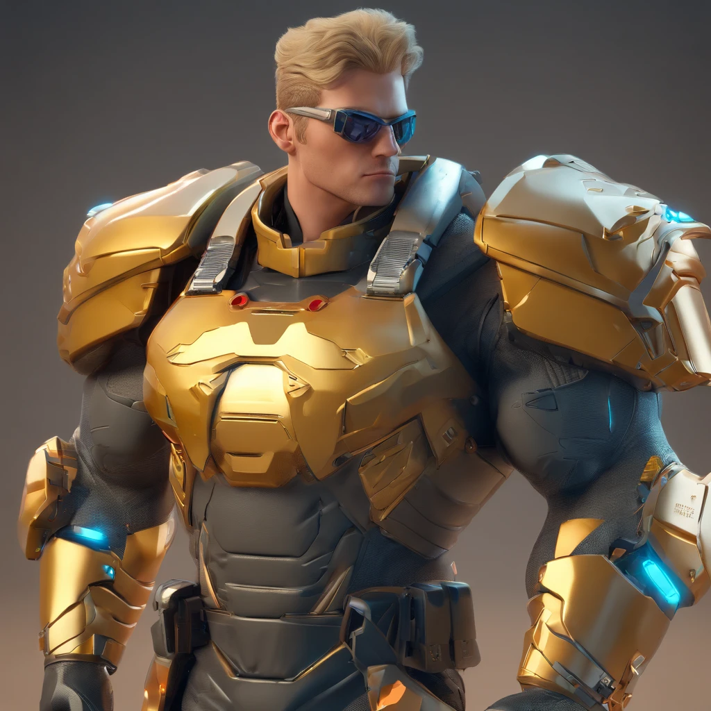 (master part, best quality, super detalhado, Melhores Sombras), (Antecedentes detalhados,) sci-fi liberator captain blond young strong confident strong healthy strong man in strong military uniform