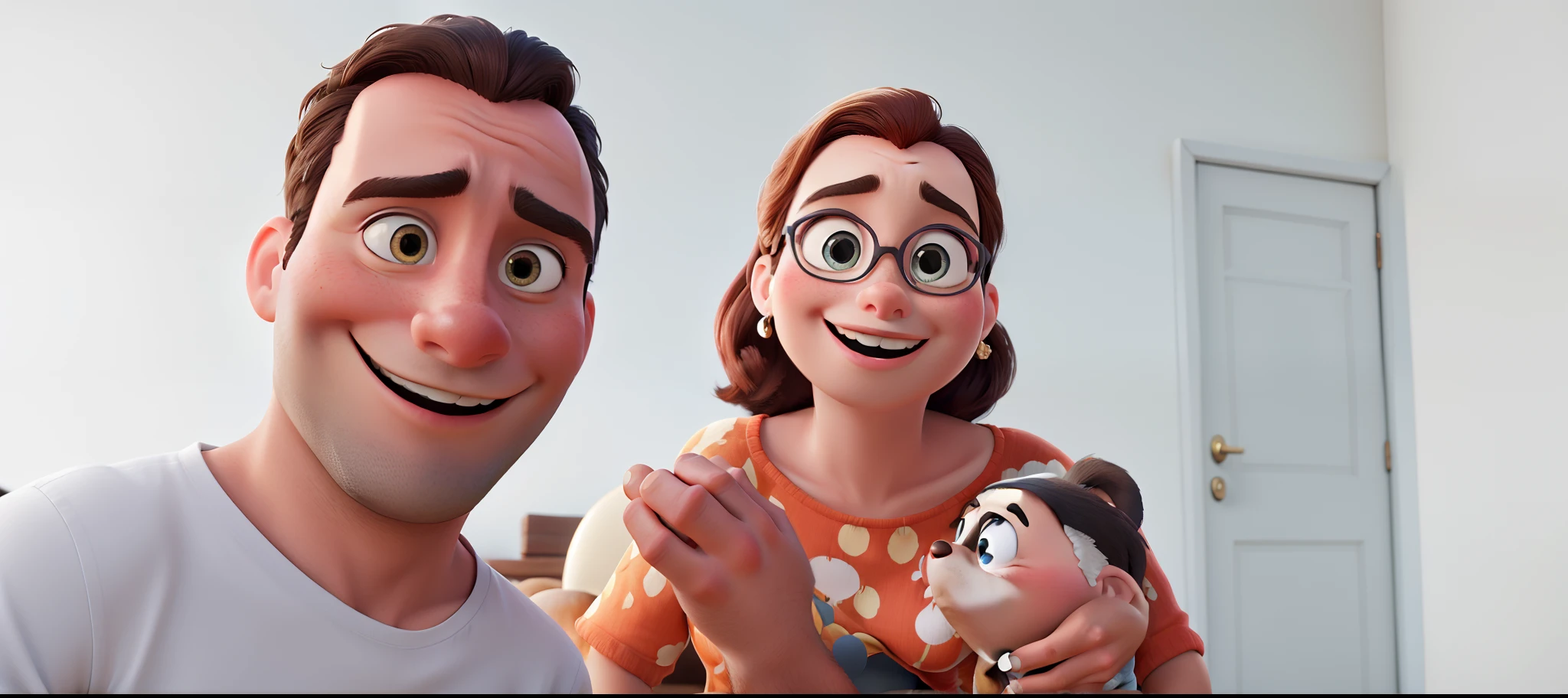 A couple in great quality and definition in the style of Disney pixar