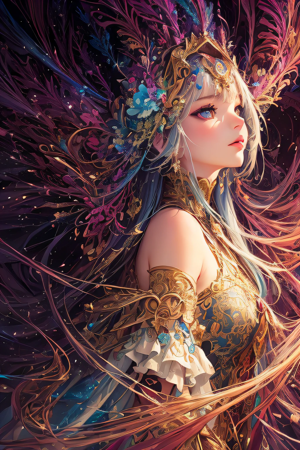 (masterpiece, top quality, best quality, official art, beautiful and aesthetic:1.2), (1girl), extreme detailed,(fractal art:1.3),colorful,highest detailed