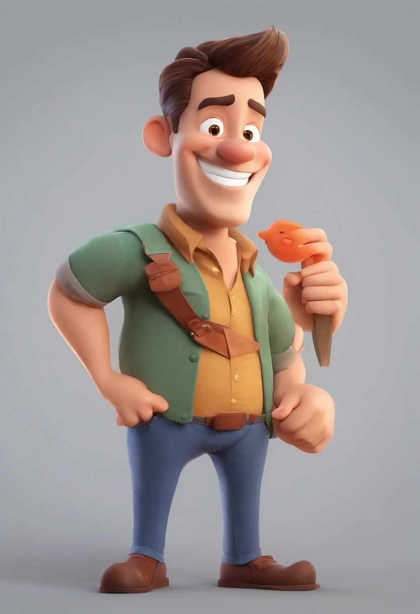 Smiling Man Illustration, sorriso insano, Homem de pele marrom com um sorriso gigante, happily smiling at the camera, sorriso atrevido, he's smiling, sorriso muito grande, Macho sorridente, foto de perfil headshot, rindo sorriso enorme, desenhando no estilo de Arte 3D, c4d, fundo de cor branco puro, estilo disney, estilo pixar render ilustracao Super Detalhe, 8k