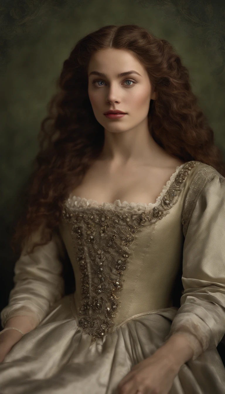 melhor qualidade,ultra-realistic:1.2),A high resolution ,ultra-detalhado, mulher loira com cabelos brancos e olhos azuis, a young French courtesan of the fourteenth century, de 16 anos, bonita em traje requintado pretas e vermelhas ,Joias finas, como perolas e rubis. pale skin, Curly silver hair with small strands, belos olhos expressivos azul acinzentados ,beautiful detailed lips,, Personalidade bonita e elegante e delicada.