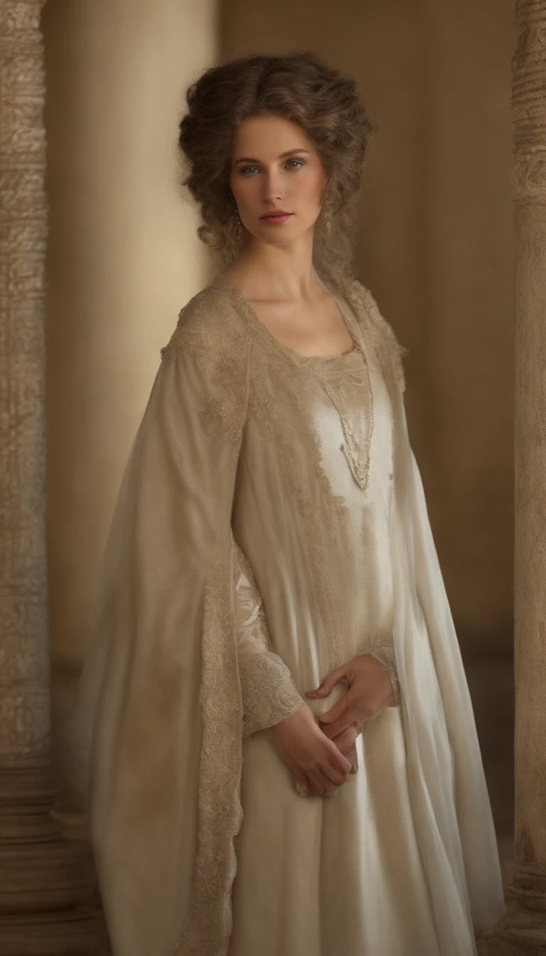 melhor qualidade,ultra-realistic:1.2),A high resolution ,ultra-detalhado, mulher loira com cabelos brancos e olhos azuis, a young French courtesan of the fourteenth century, de 16 anos, bonita em traje requintado pretas e vermelhas ,Joias finas, como perolas e rubis. pale skin, Curly silver hair with small strands, belos olhos expressivos azul acinzentados ,beautiful detailed lips,, Personalidade bonita e elegante e delicada.