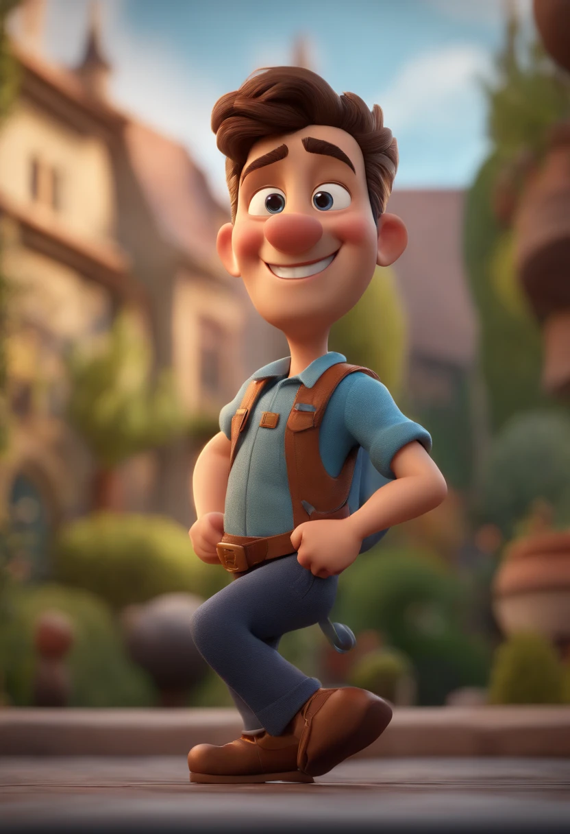 personagem dos desenhos animados de um homem segurando um fuzil, animation character, Caractere estilizado, animation style rendering, 3D estilizado, Arnold Maya render, 3 d render stylized, toon render keyshot, Personagem 3D, Personagem 3D, 3d rendering stylized, 3 d character render, personagem de desenho animado, Personagem de close up, Pose de personagem, (Estilo Pixar) (master part:1.2) (Bokeh) (best quality) (pele detalhada) (textura detalhada) (8k) (argila) (Cinematic lighting) (foco nítido