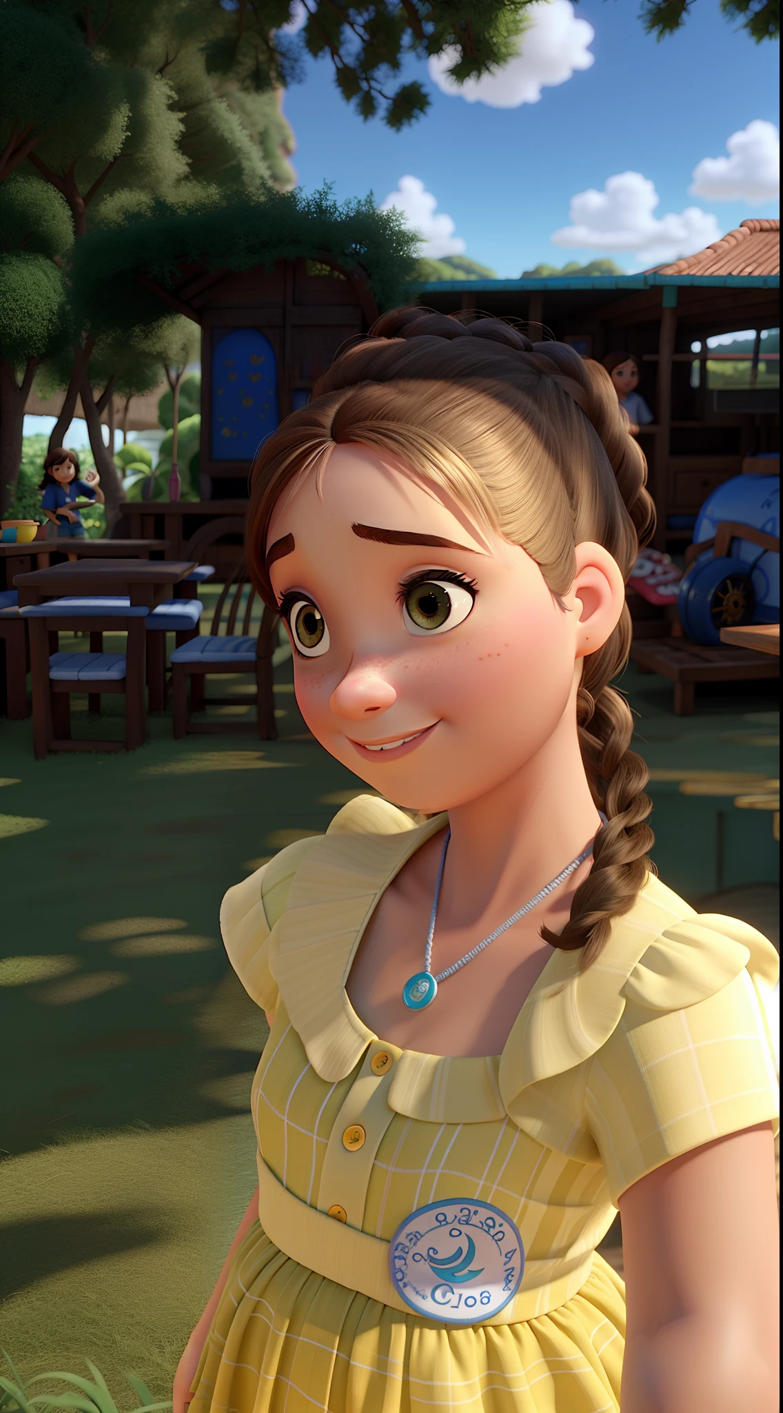 uma menina 10 anos estilo disney pixar, alta qualidade, melhor qualidade