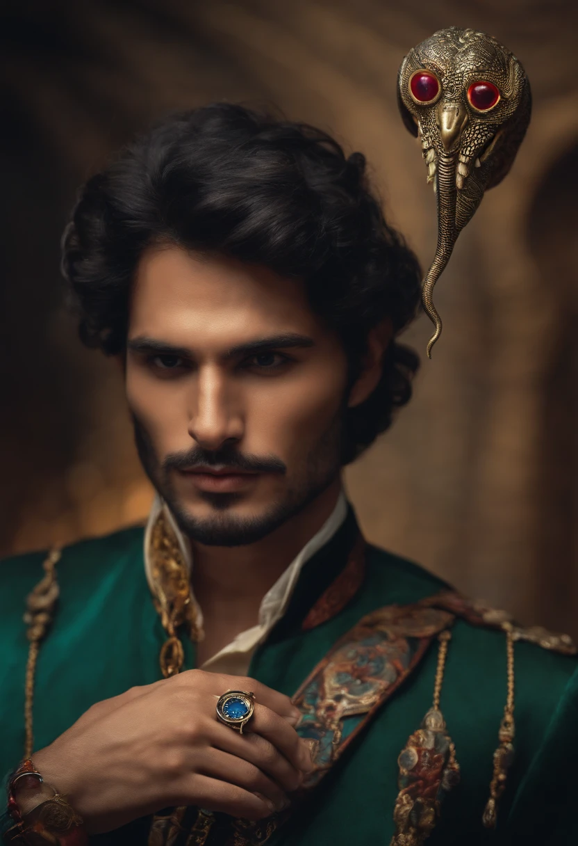 A Man With A Half Serpent Body Looking Ahead Holding A Hypnosis Watch In His Hand