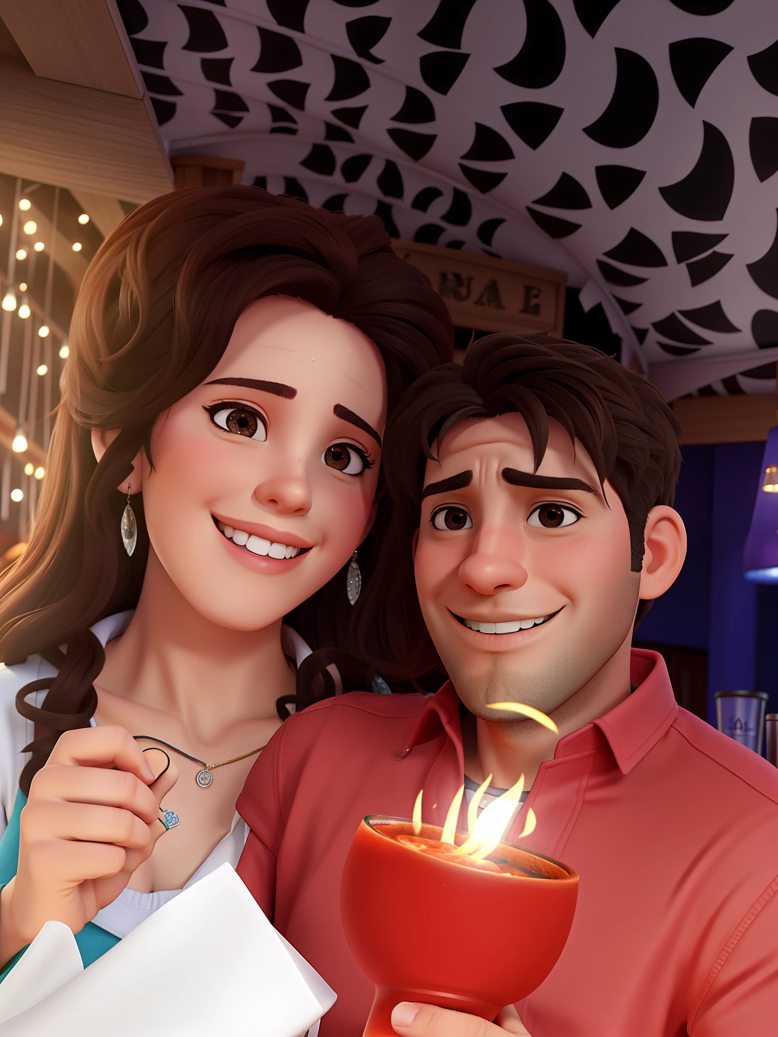 casal num bar se divertindo bebendo