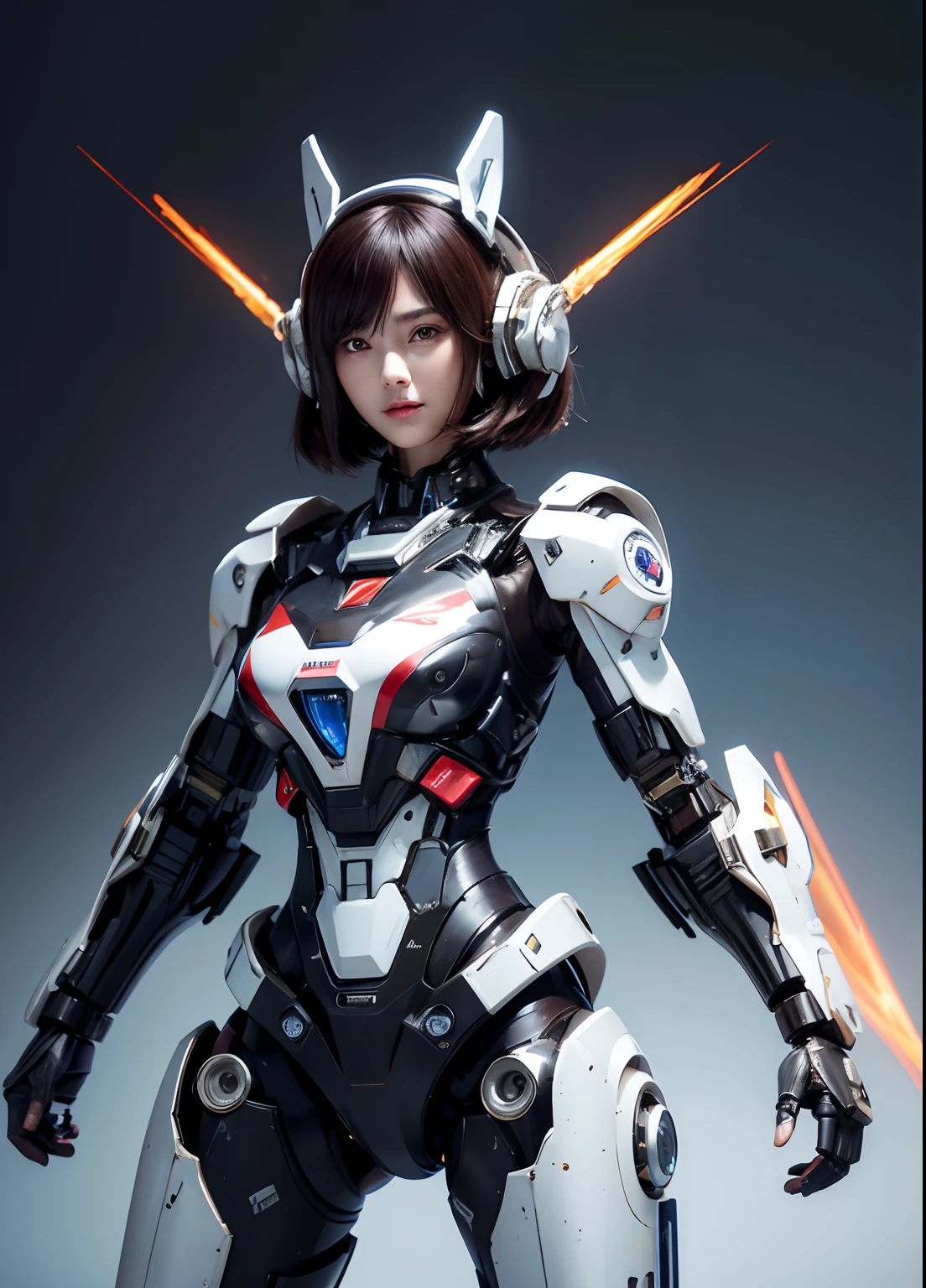 Textured skin, Super Detail, high details, High quality, Best Quality, hight resolution, 1080p, hard disk, Beautiful,(cyborgs),(Missiles from the chest),(Machine gun from both hands),beautiful cyborg woman,Mecha Cyborg Girl,Battle Mode,Girl with a Mecha Body,She wears a battle cyborg mech with a weapon,Fulll body Shot