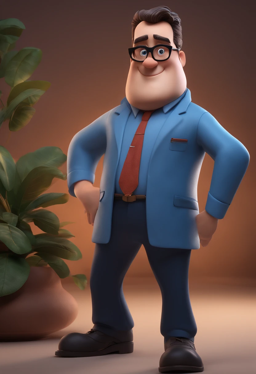Cartoon character of a man with black glasses and a blue shirt, animation character, Caractere estilizado, animation style rendering, 3D estilizado, Arnold Maya render, 3 d render stylized, toon render keyshot, Personagem 3D, Personagem 3D, 3d rendering stylized, 3 d character render, personagem de desenho animado, Personagem de close up, Pose de personagem, (Estilo Pixar) (master part:1.2) (Bokeh) (best quality) (pele detalhada) (textura detalhada) (8k) (argila) (Cinematic lighting) (foco nítido
