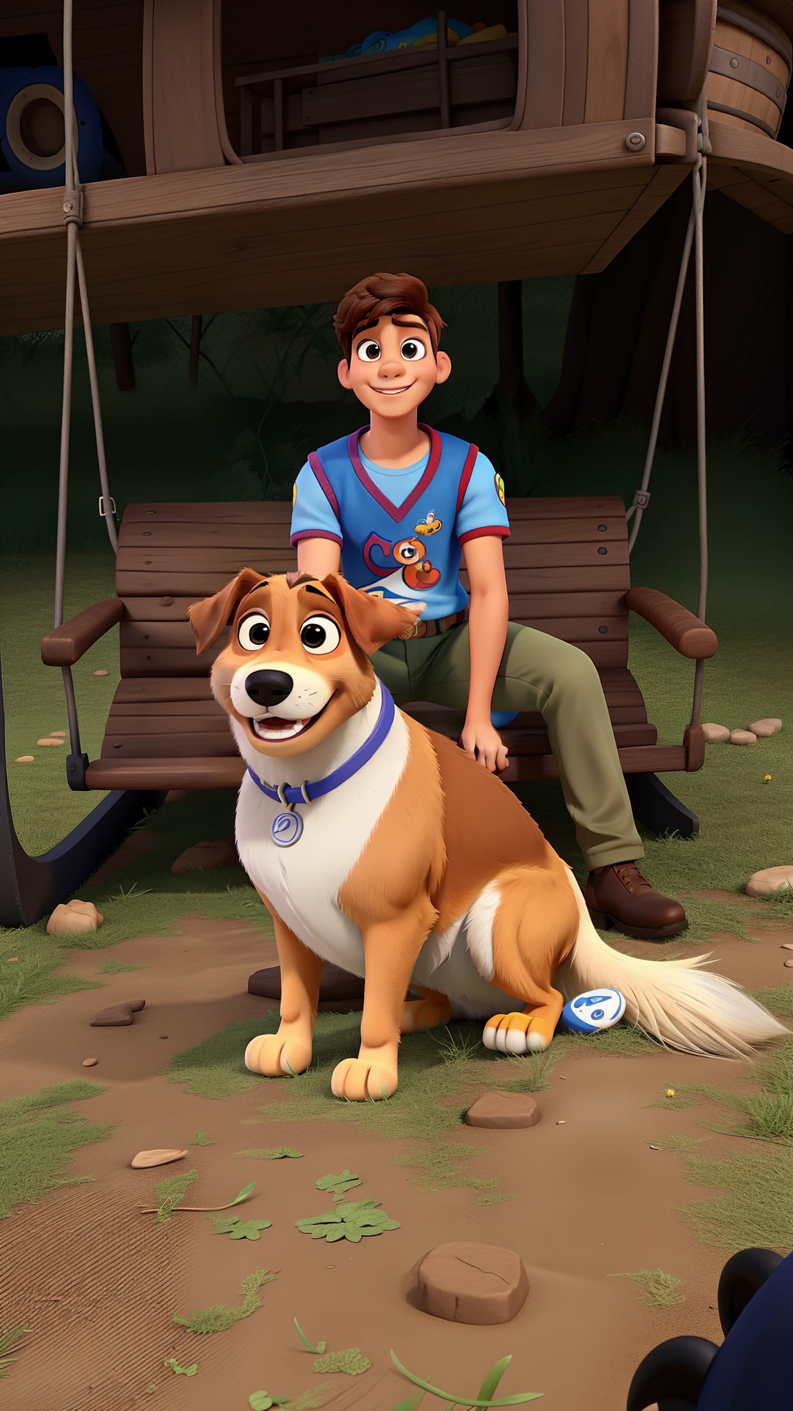 Garoto e cachorro estilo Disney pixar, alta qualidade, melhor qualidade