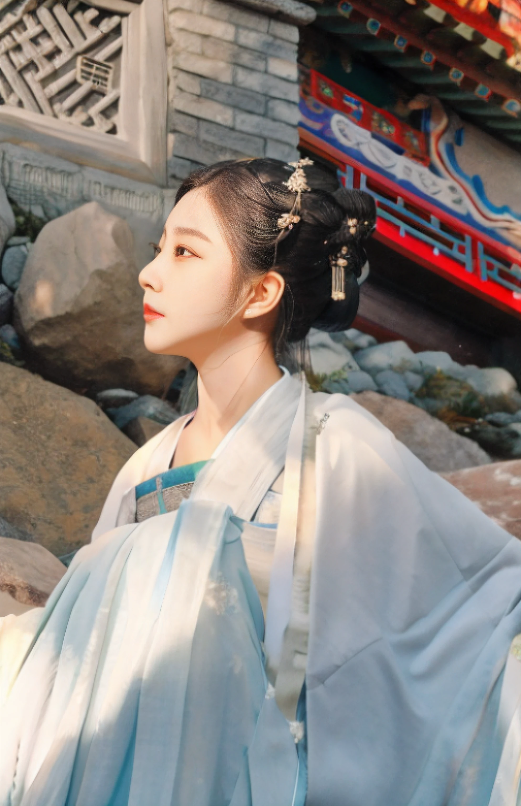photorealestic,Hanfu,Good mouth,Good nose,sideface