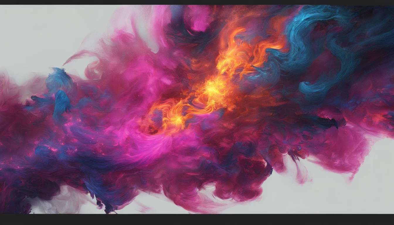 explosions、Half Blue Flame、Pink Flame、Close-up of fire on black background and black background, Frame fractals, Highly detailed generative art, Flame texture, Complex overlay flame image, Hell Background, abstract paintings. 8K, Fractal fire background, Swirling flames in the background, Paint pours smoke, swirling fire, Digital Art 4K Anxiety, Some smoke and fire, houdini algorithm generative art,fluids