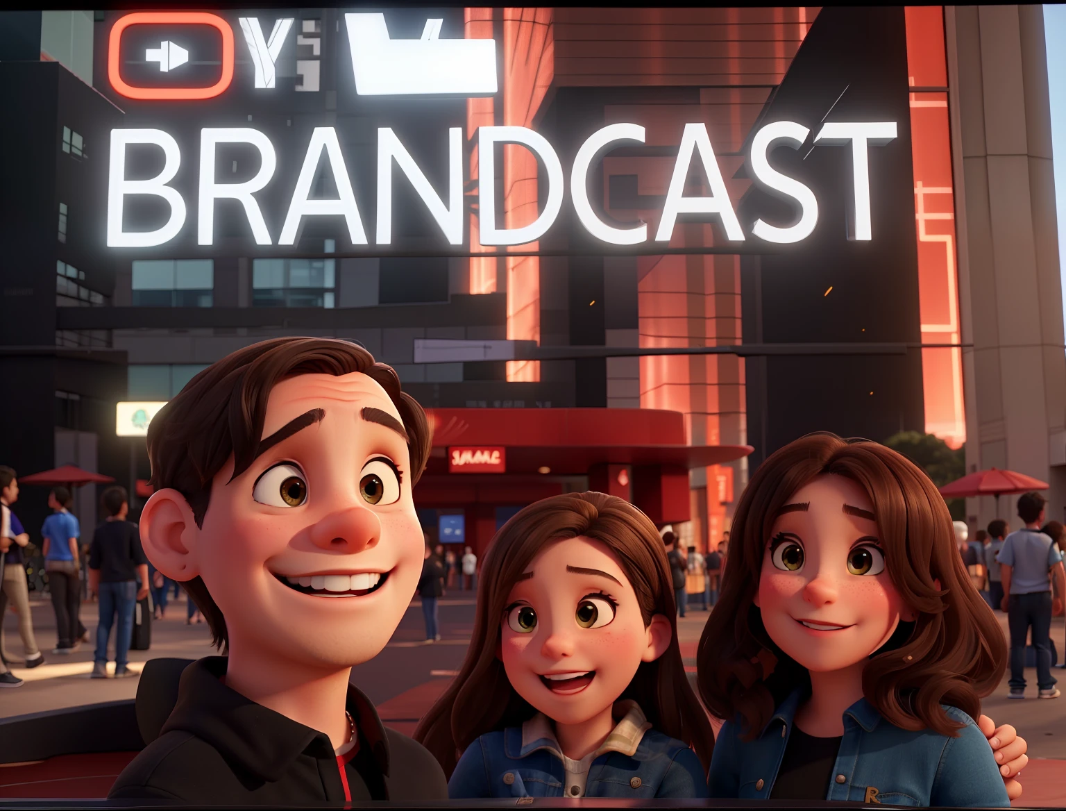 There are two people standing in front of a BrandCast sign, Youtube:r, In Sao Paulo, by Amelia Peláez, Youtube:, Olivia de Bernardinis, Brandon, Brad, 2 0 1 7, 2017, 2019, 2 0 1 9, 2 0 1 8, 2018, sao paulo
