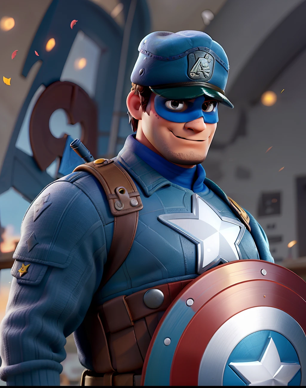 Capitão América Standing Disney Pixar Style,
alta qualidade, melhor qualidade