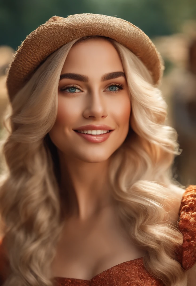 Image of a woman for a story in a YouTube video in Pixar format, She's little allabester, She's the leader of the class, She's outgoing, Brincalhona e levanta-se para um monte de coisas, cabelo longo e vestindo uma jardineira, com um lindo sorriso no rosto.