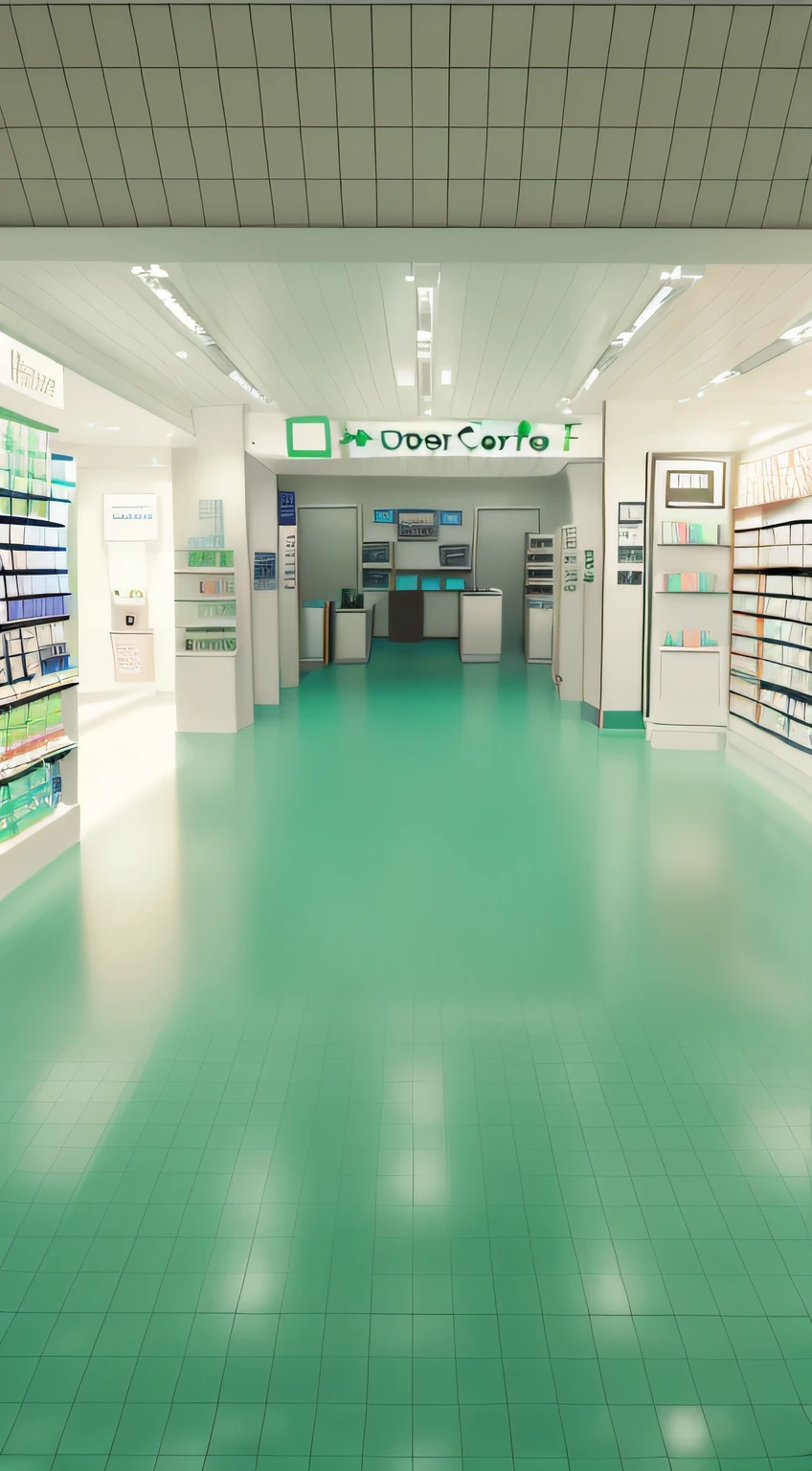 According to this picture to generate a dream core store picture, dream core, store, the store's name is called mouth mouth store, the store display is some electronic products, there is a plaque written on the "mouth mouth store", the store left and right symmetrical distribution, the dream core style