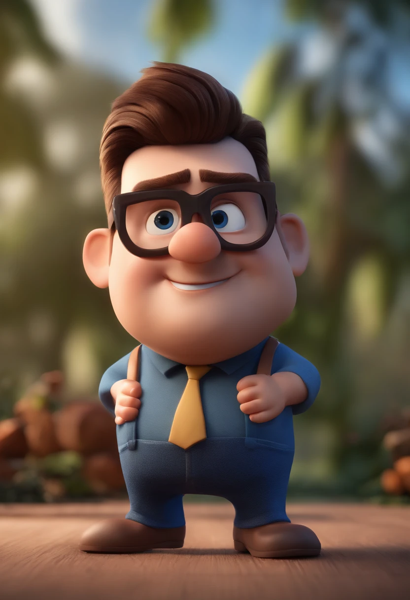 Cartoon character of a man with black glasses and a blue shirt, animation character, Caractere estilizado, animation style rendering, 3D estilizado, Arnold Maya render, 3 d render stylized, toon render keyshot, Personagem 3D, Personagem 3D, 3d rendering stylized, 3 d character render, personagem de desenho animado, Personagem de close up, Pose de personagem, (Estilo Pixar) (master part:1.2) (Bokeh) (best quality) (pele detalhada) (textura detalhada) (8k) (argila) (Cinematic lighting) (foco nítido