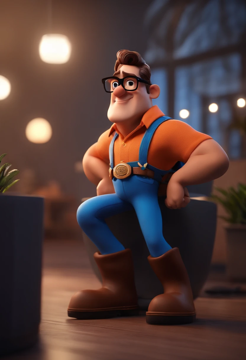 Cartoon character of a man with black glasses and a blue shirt, animation character, Caractere estilizado, animation style rendering, 3D estilizado, Arnold Maya render, 3 d render stylized, toon render keyshot, Personagem 3D, Personagem 3D, 3d rendering stylized, 3 d character render, personagem de desenho animado, Personagem de close up, Pose de personagem, (Estilo Pixar) (master part:1.2) (Bokeh) (best quality) (pele detalhada) (textura detalhada) (8k) (argila) (Cinematic lighting) (foco nítido