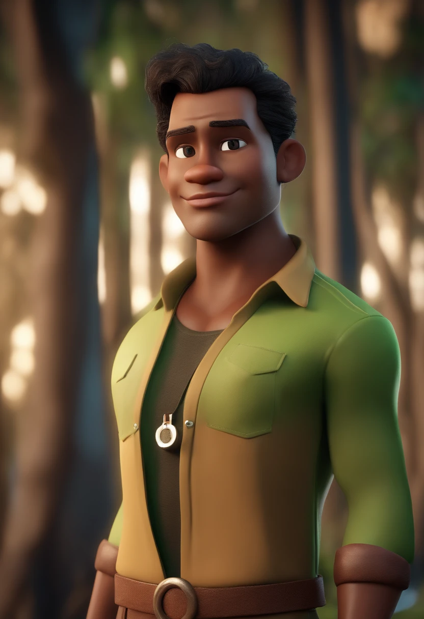 Personagem dos desenhos animados de um homem com olhos verdes, cabelo preto, Scraped from the sides and back, barba falhada rala e uma camisa preta, animation character, Caractere estilizado, animation style rendering, 3D estilizado, Arnold Maya render, 3 d render stylized, toon render keyshot, Personagem 3D, Personagem 3D, 3d rendering stylized, 3 d character render, personagem de desenho animado, Personagem de close up, Pose de personagem,  (Estilo Pixar) (master part:1.2) (Bokeh) (best quality) (pele detalhada) (textura detalhada) (8k) (argila) (Cinematic lighting) (foco nítido