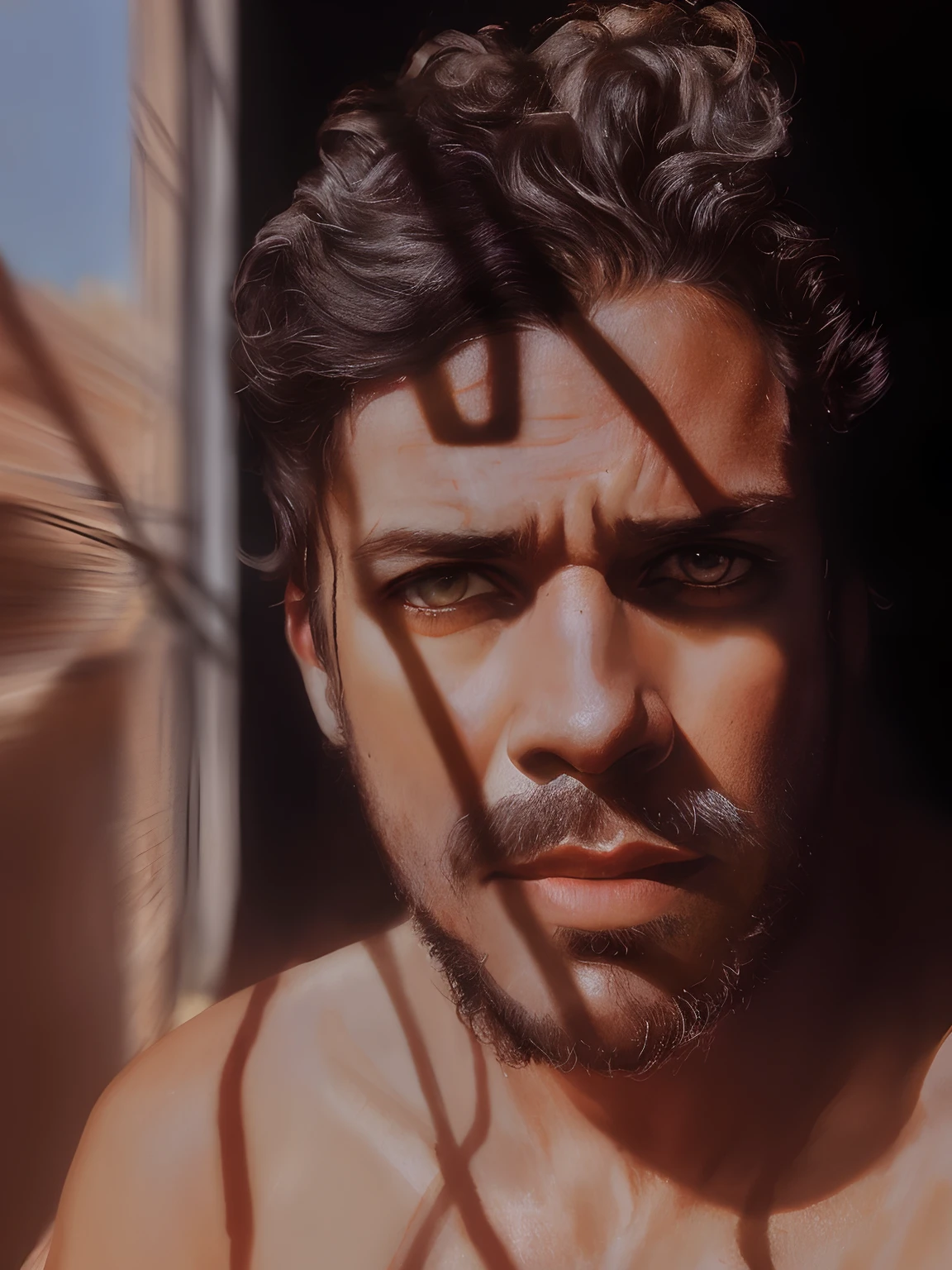 Um homem jovem insanamente bonito, pele vermelha, short messy black hair, hazelnut eyes, rosto perfeito, Homem extremamente bonito, nariz grego grande, nice lips, biblical, Evangelho, pintura digital, watercolor painting oil, Pintura, Directed by: Jeremy Lipking, Directed by: Antonio J. Manzanedo, Alphonse Mucha, Sepulturas mais cheias, Bartolome Esteban Murillo, JC Leyendecker, Craig Mullins, Peter Paul Rubens Pintura Detalhada, CGSetividade, artstation hd |, High detail, fotorrealismo, arte conceitual, artstation hd |, Arte Oficial, Trend in art., 8k.