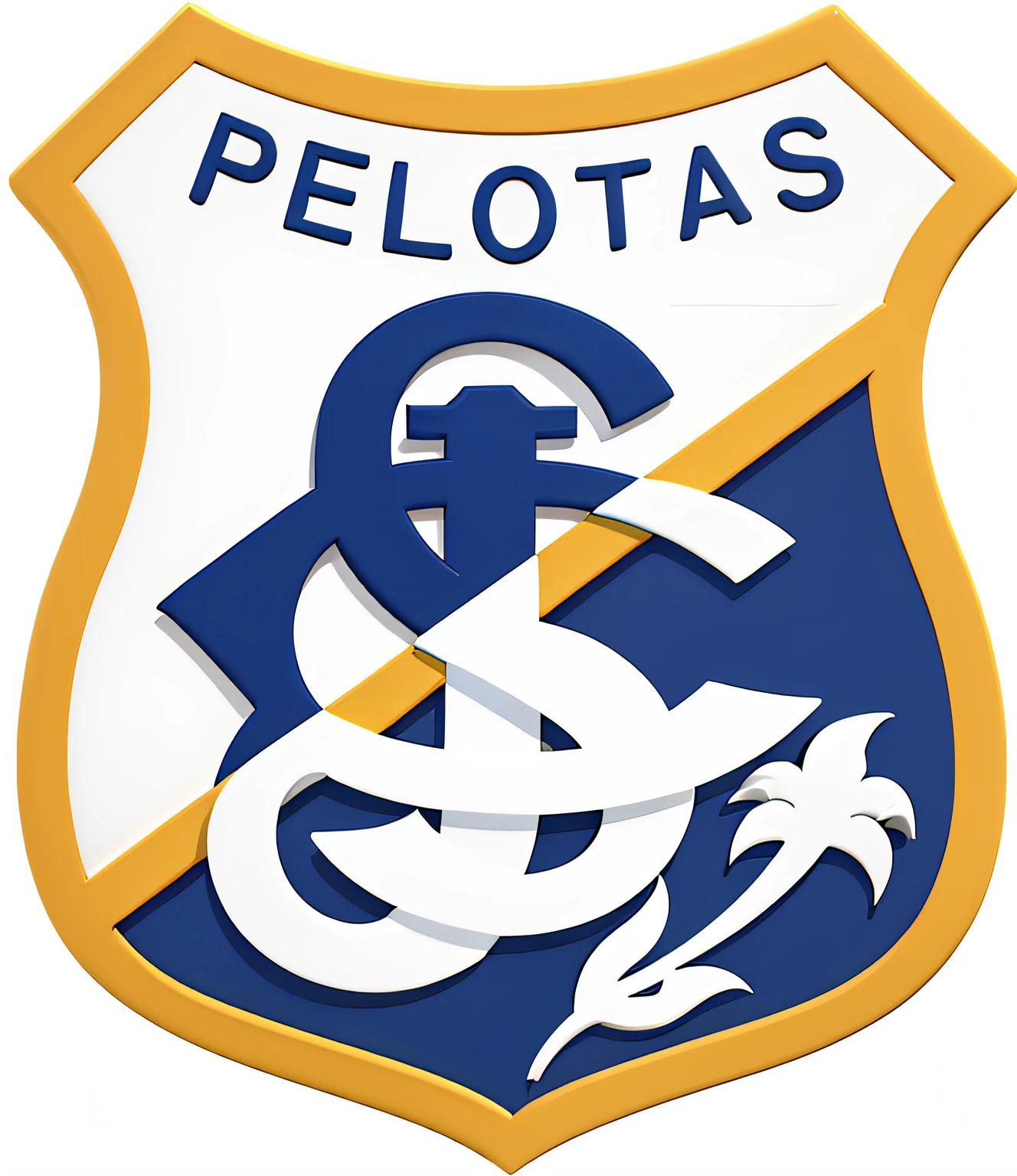 coat of arms, azul amarelo e branco, Keep details legible, fundo transparente, estilo 3D, alta qualidade, melhor qualidade