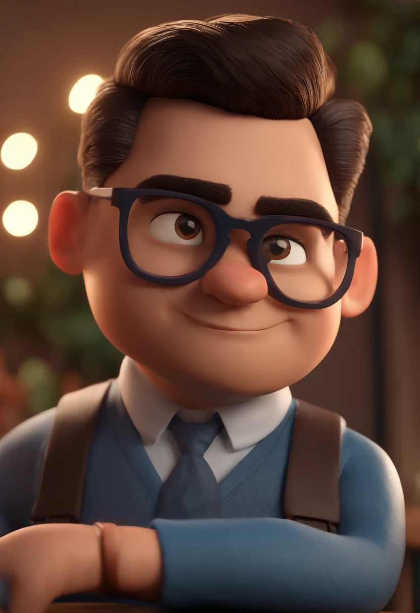 Cartoon character of a man with black glasses and a blue shirt, animation character, Caractere estilizado, animation style rendering, 3D estilizado, Arnold Maya render, 3 d render stylized, toon render keyshot, Personagem 3D, Personagem 3D, 3d rendering stylized, 3 d character render, personagem de desenho animado, Personagem de close up, Pose de personagem, (Estilo Pixar) (master part:1.2) (Bokeh) (best quality) (pele detalhada) (textura detalhada) (8k) (argila) (Cinematic lighting) (foco nítido