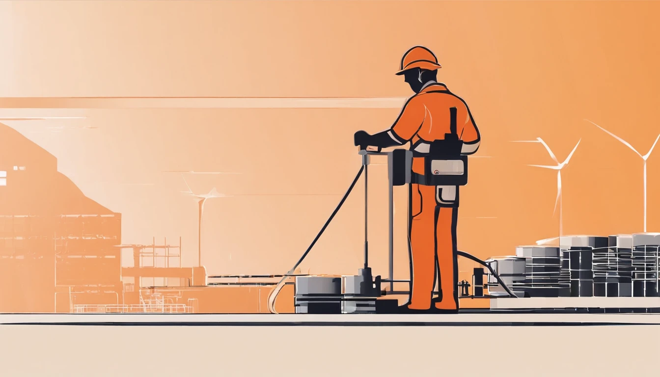 illustration,At the factory,Some workers are being trained,The product is then processed using a grinding machine。