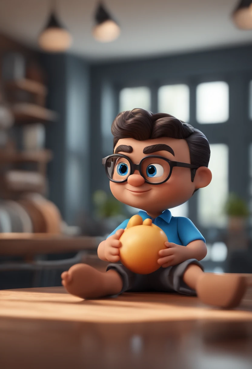 Cartoon character of a man with black glasses and a blue shirt, animation character, Caractere estilizado, animation style rendering, 3D estilizado, Arnold Maya render, 3 d render stylized, toon render keyshot, Personagem 3D, Personagem 3D, 3d rendering stylized, 3 d character render, personagem de desenho animado, Personagem de close up, Pose de personagem, (Estilo Pixar) (master part:1.2) (Bokeh) (best quality) (pele detalhada) (textura detalhada) (8k) (argila) (Cinematic lighting) (foco nítido