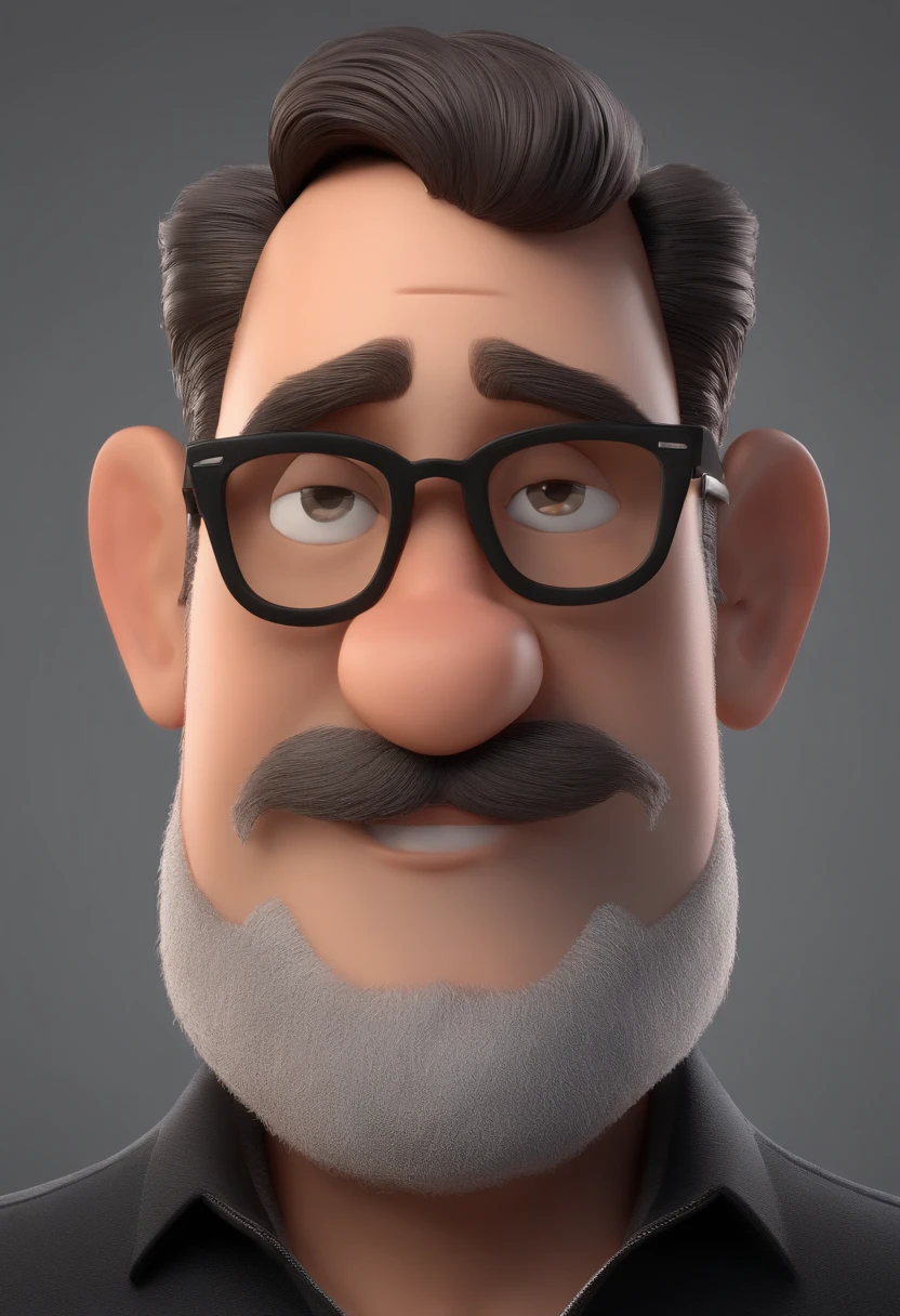Cartoon character of a man with black glasses and a black polo shirt, cabelo liso, With beard and old school tattoo on his arm, animation character, Caractere estilizado, animation style rendering, 3D estilizado, Arnold Maya render, 3 d render stylized, toon render keyshot, Personagem 3D, Personagem 3D, 3d rendering stylized, 3 d character render, personagem de desenho animado, Personagem de close up, Pose de personagem, (Estilo Pixar) (master part:1.2) (Bokeh) (best quality) (pele detalhada) (textura detalhada) (8k) (argila) (Cinematic lighting) (foco nítido