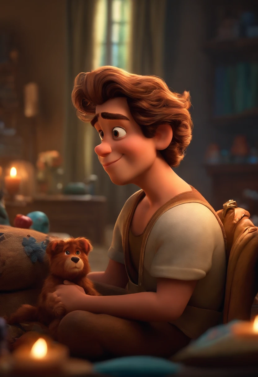 Homem de pele escura cabelo castanho estilo Disney da pixar Alta qualidade melhor qualidade