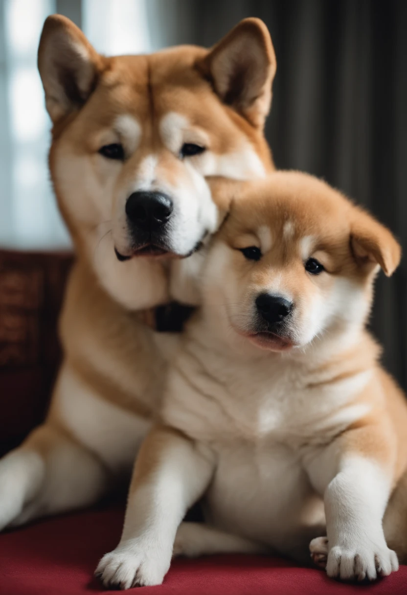 Commemorative photo,Full Body Shot Large Dogs,hug from behind、13-year-old flat-chested girl on all fours,shyly smile,7 months pregnant,Pregnant woman with a large dog on her back,Commemorative photo of a pregnant woman and her dog in Japan、(NSFW)